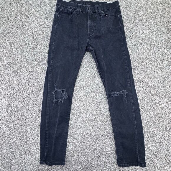 Levis Red Tab 510 Slim Straight Mens 33x34‎  Black Medium Wash Jeans Label - Picture 1 of 8